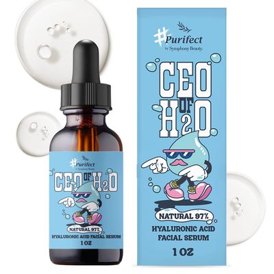 Purifect CEO of H20 Hyaluronic Acid Facial Serum  Hydrating, Moisturizing, Relieves Redness with Vitamin E  Made in USA  Plumping Formula, Pairs Well with Vitamin C Serum & Moisturizer