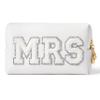 Belanttega Bride MRS Patch Cosmetic Bag Bridal Gifts MRS Letter Makeup Bag Small Toiletry Kit PU Leather Portable Waterproof Shower Pouch Bridal Wedding Bridesmaid Engagement Gifts (Silver) view 1