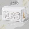 Belanttega Bride MRS Patch Cosmetic Bag Bridal Gifts MRS Letter Makeup Bag Small Toiletry Kit PU Leather Portable Waterproof Shower Pouch Bridal Wedding Bridesmaid Engagement Gifts (Silver) view 2