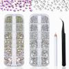 Nail Art Rhinestones Kit HUETFAT 240Piece Multi Shapes Glass Crystal AB Diamonds 2 Boxes Nail Gems Flatback Rhinestones AB Crystals+Clear for Crafts Shoes Makeup with Wax Pen/Tweezers view 2