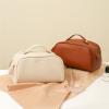 2022New Large Double Zipper Style Large Capacity Travel Cosmetic Bag, Cosmetic Bag with Handle and Separator Multifunctional Storage Makeup Bags,Double zipper style (pink/mocha brown/white) ,Mocha br view 2