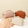 2022New Large Double Zipper Style Large Capacity Travel Cosmetic Bag, Cosmetic Bag with Handle and Separator Multifunctional Storage Makeup Bags,Double zipper style (pink/mocha brown/white) ,Mocha br view 4