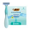 BIC EasyRinse Anti-Clogging Women's Disposable Razors for a Smoother Shave With Less Irritation*, Shaving Razors With 4 Blades, 6 Count view 1