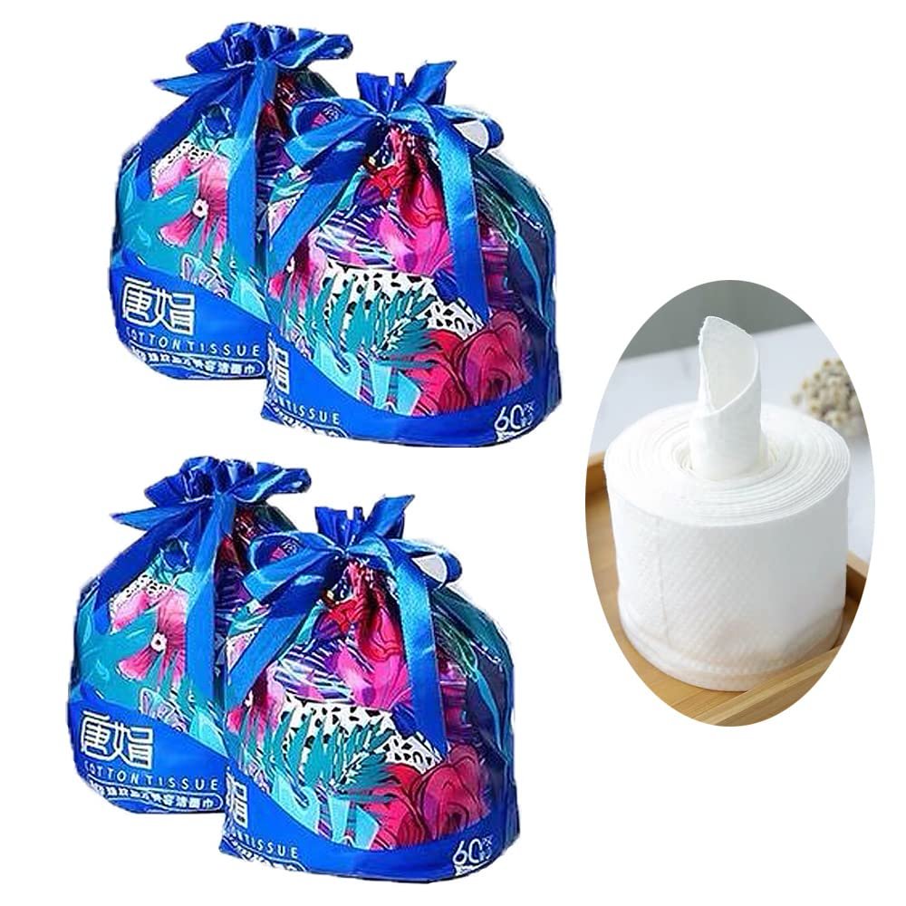 RUIWAN 4 Roll Disposable Cotton Face Towel,Non-woven Fabric Disposable Wipers Washcloths, Makeup Facial Soft Pads,Disposable Beauty Towels,Multi-purpose Disposable Face Towel