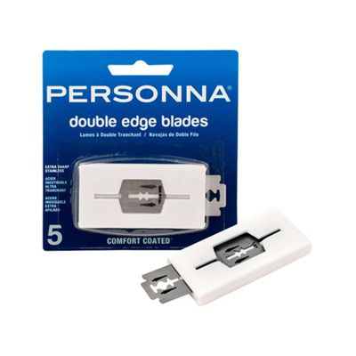 Personna DE Stainless Steel Double Edge Blades - 4" Length, 4.25" Width, 0.5" Height, 5-Pack - 60-0141-NUPC