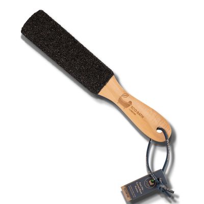Natural Pumice Foot File Hard Skin Remover for Women and Men - Curved Style White Colour Callus & Dead Skin Remover for Feet with Wood Handle (Black)