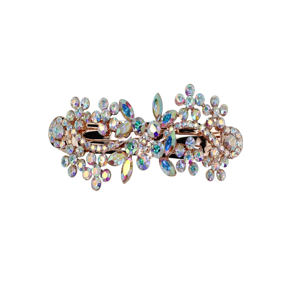 Faship Multicolors AB Floral Crystal Hair Barrette Clip