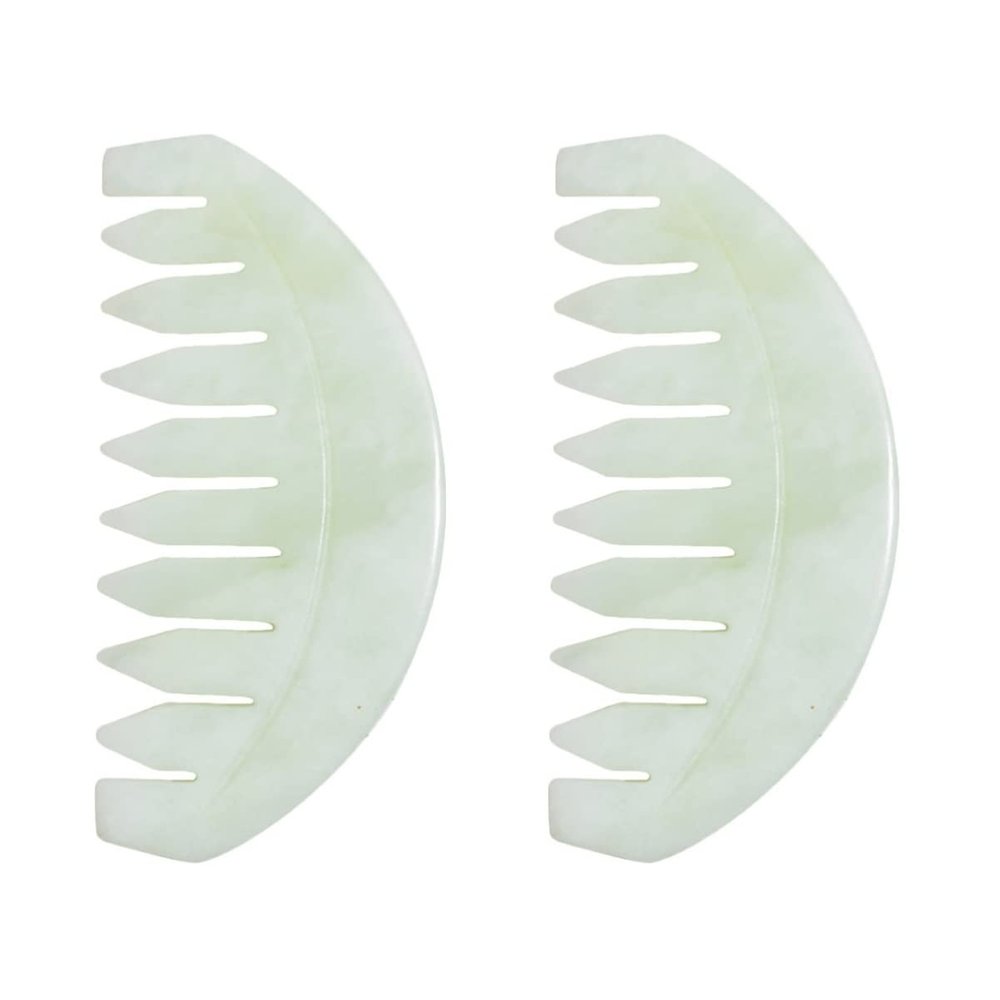 FOMIYES 2pcs Natural Jade Massage Comb for Scalp Care Wide-tooth Body Scraping Tool Static Gua Comb for Relaxation and Fatigue Relief for