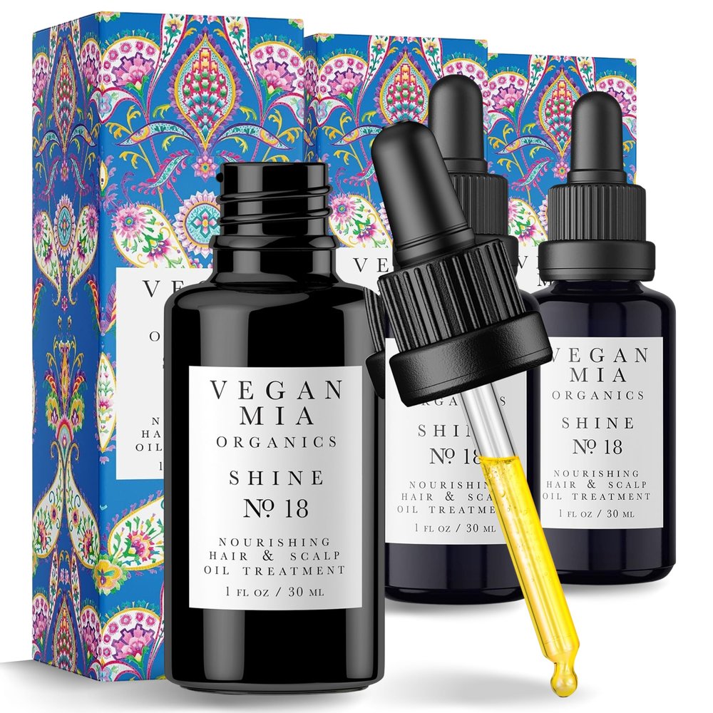 Vegan Mia USDA Organic Rosemary Oil for Hair Growth with Castor, Jojoba, Argan, Amla & More Deeply Hydrates & Intense Nourishment for Itchy Scalp, Stubborn Dandruff & Dry Scalp Treatment, 3 Pack