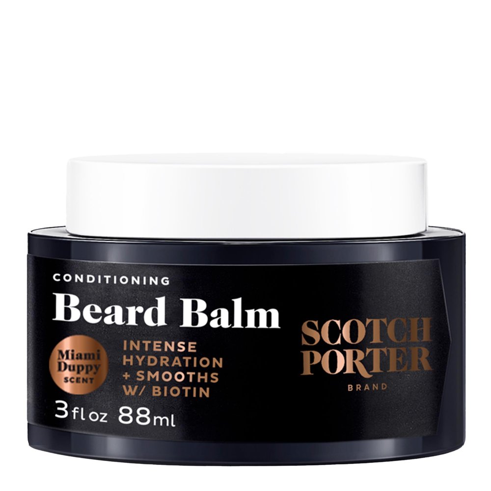 Scotch Porter Conditioning Beard Balm Smooth, Shape, Moisturize & Soften Coarse, Dry Facial Hair while Encouraging Growth for a Fuller/Healthier-Looking Beard Miami Duppy Scent, 3 oz. Jar