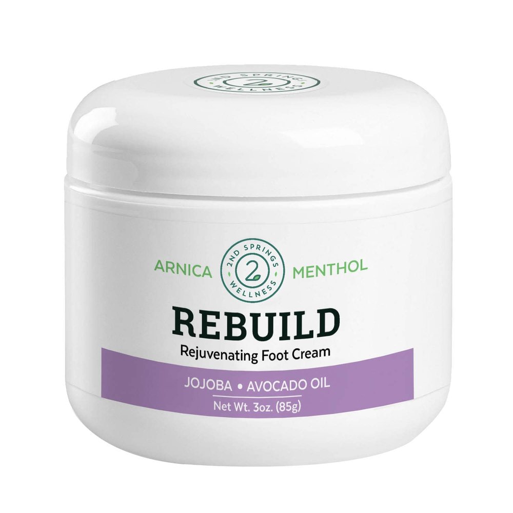 REBUILD - Fast-Acting Rejuvenating Skinceutical Foot Relief Cream, 3 Oz All Natural Repair Cream for Dry Cracked Feet & Heels with Arnica, Vitamins B5 & E, Aloe Vera & Shea Butter