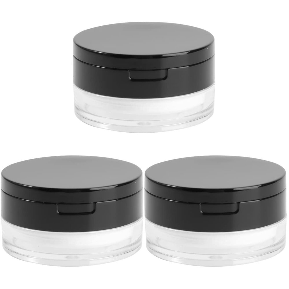 Beaupretty 3pcs Portable Empty Case Mirror Loose Container Makeup Case Puff Double Mesh Interlayer Design for Translucent Powder