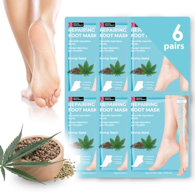 Innerest Original Derma Beauty Foot Mask 6 Pairs Repairing Hemp Seed Foot Masks Body Exfoliator Moisturizing Foot Mask Callus Remover Foot Bath Pedicure Supplies for Beauty & Personal Care