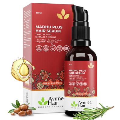 AVIMEE HERBAL Madhu Plus Hair Serum | Frizz Free Nourishing Elixir, Shiny and Silky Smooth Hair,With Keratin Protein & Argan Oil | 50 ml
