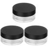 Beaupretty 3pcs Puff Container with Mirror Portable Makeup Case for Loose Beads and Art Supplies Double Design Elastic Mesh Black Lids view 1