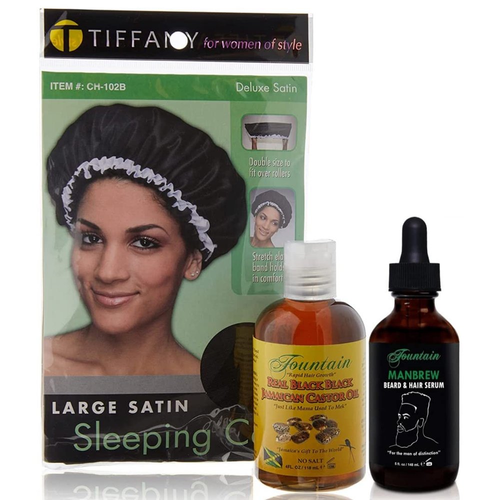 Fountain Real Black Black Jamaican Castor Oil Manbrew Premium Organic Beard Growth Oil Bundle