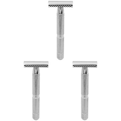 Beaupretty 3pcs Professional Barbershop Double Safety Razor Men Steel Razor Safe Men Shaver
