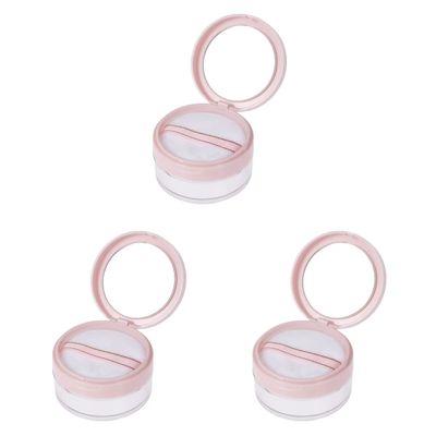 Beaupretty 3pcs Dual Mesh Empty Powder Case Mirror Makeup Powder Puff Container Puff Holder