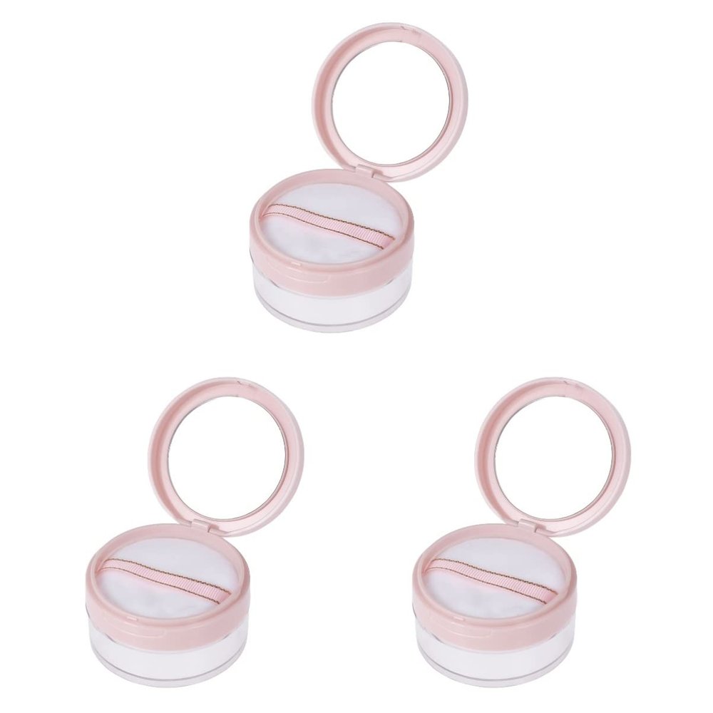 Beaupretty 3pcs Dual Mesh Empty Powder Case Mirror Makeup Powder Puff Container Puff Holder