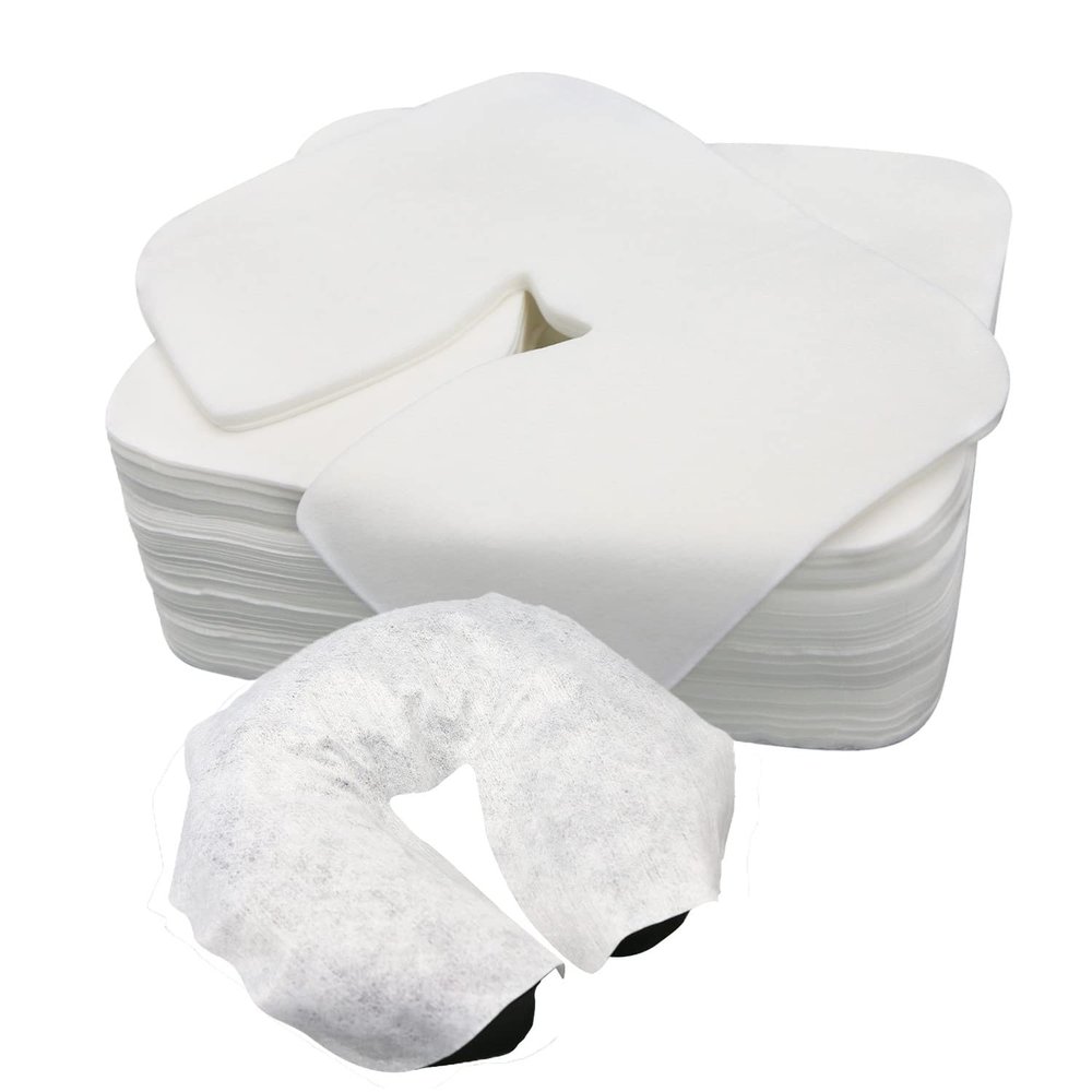 500 count Disposable Face Cradle Covers Non-Sticking Disposable Massage Headrest Covers Ultra Soft Medical-Grade SPA Face Rest Covers Headrest Covers for Massage Table Chairs 14.2" x 10.6" (500Pcs)
