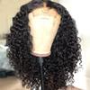 Imeya 13x6 HD Transparent Lace Mongolian Kinky Curly Lace Front Wig Natural Curly Pre Plucked Glueless Jerry Curly Wave Lace Frontal Wigs Human Hair Wet and Wavy Front Lace wig(150% Density,18inch) view 3