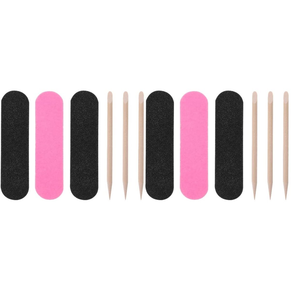 minkissy 400pcs Wooden Cuticle Sticks and Double-Sided Nail Files Nail Art Manicure and Pedicure Tools Convenient for Home and Salon Use