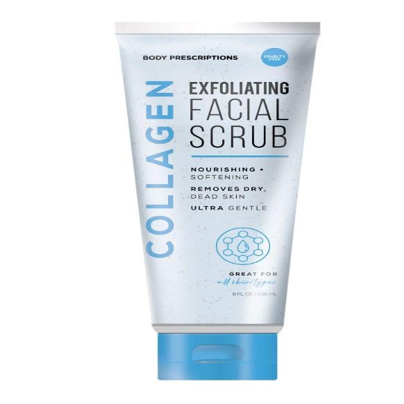 Body Prescriptions Collagen Exfoliating Facial Scrub: Reveal Radiant Skin with Gentle Exfoliation and Nourishing Collagen Boost