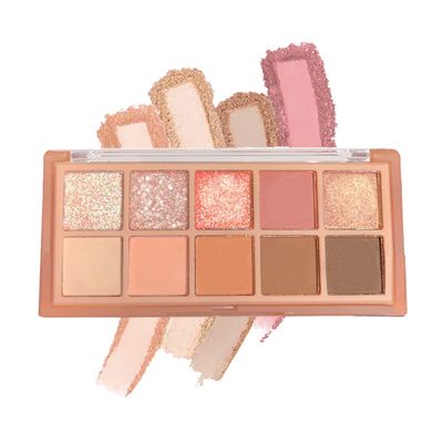 Aaiffey 10 Colors Eyeshadow Palette,Matte&Glitter Eyeshadow Makeup Velvety Texture Nude Eye Shadow Palette Brightener Shimmer Eyeshadow,01#