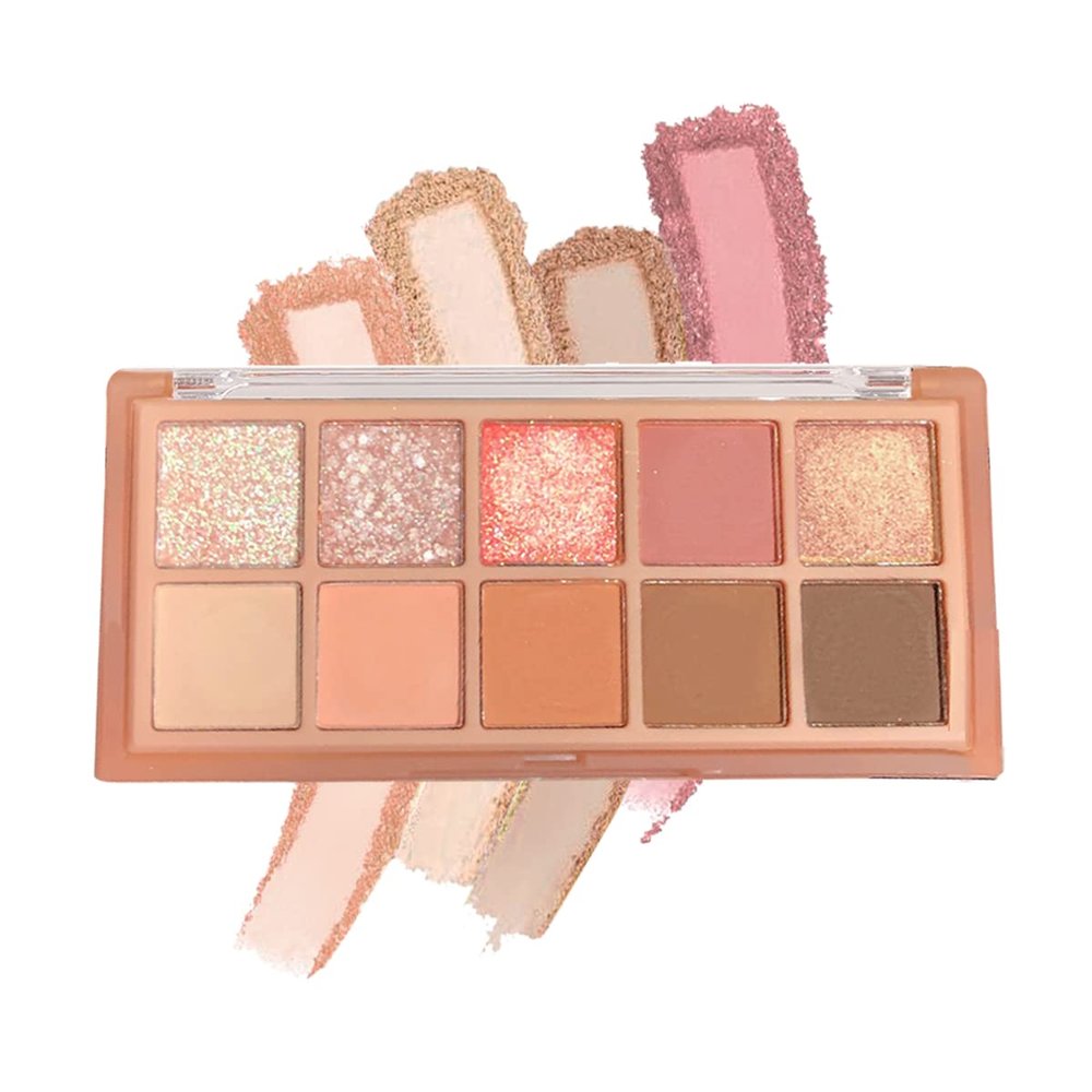 Aaiffey 10 Colors Eyeshadow Palette,Matte&Glitter Eyeshadow Makeup Velvety Texture Nude Eye Shadow Palette Brightener Shimmer Eyeshadow,01#