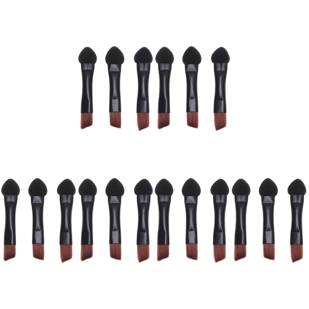 FRCOLOR 60pcs Double Sided Eye Shadow Sponge Applicator and Blending Brush for Women Portable Makeup Tool for Beginners and Professionals Black