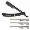 Parker PTABK Adjustable Stainless-Steel Barber Razor | 3 Blade Exposures (Low/Medium/High) | Straight Shavette with 5 Premium Platinum Refills | Black Stainless Steel Handle view 1
