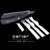 Parker PTABK Adjustable Stainless-Steel Barber Razor | 3 Blade Exposures (Low/Medium/High) | Straight Shavette with 5 Premium Platinum Refills | Black Stainless Steel Handle view 3