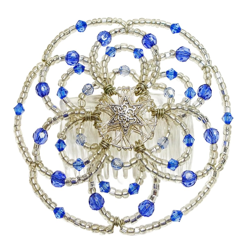 Beaded Kippah for Women - Sapphires and Diamonds