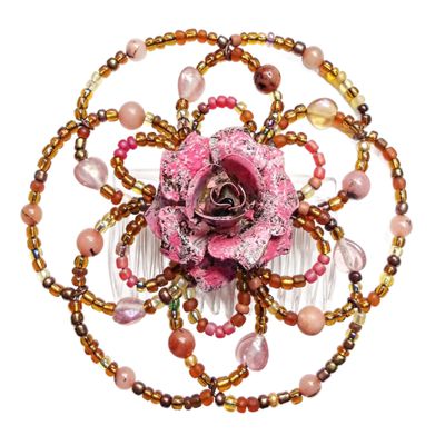 Beaded Kippah for Women - Desert Rose