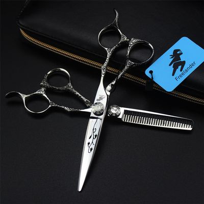 6.0 Inch Hairdressing Scissors Set, Hair Cutting Scissors Shears Kit, Knife Head Flower Pattern, 440C Japanese Stainless Steel, for Men Women Kids Home Salon Barber Tools Kit