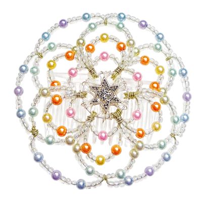 Beaded Kippah for Women - Pearlescent Rainbow