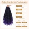14Inch Crochet Box Braids Hair -8 Packs Goddess Box Braids Crochet Hair Bohemian Curly Crochet Hair Pre-looped Crochet Hair for Black Women(1B/Purple) view 3