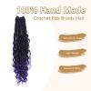 14Inch Crochet Box Braids Hair -8 Packs Goddess Box Braids Crochet Hair Bohemian Curly Crochet Hair Pre-looped Crochet Hair for Black Women(1B/Purple) view 4