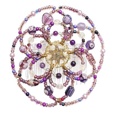 Beaded Kippah for Women - Purple Royalty