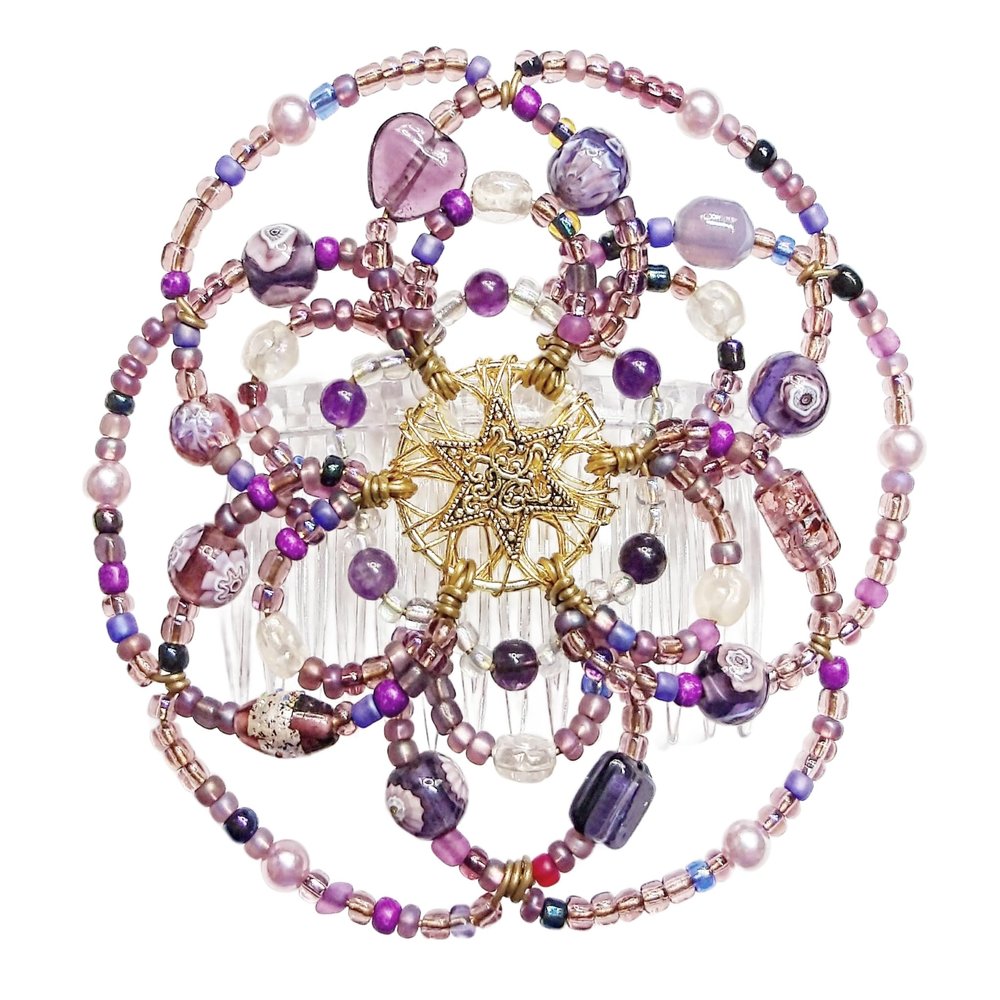 Beaded Kippah for Women - Purple Royalty