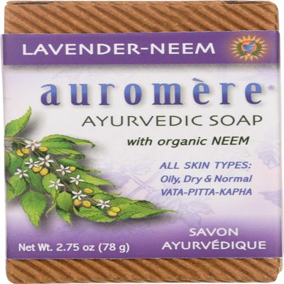 Auromere Ayurvedic Lavender Neem Bar Soap, Natural, Non GMO, 2.75 Ounce (Pack of 12)
