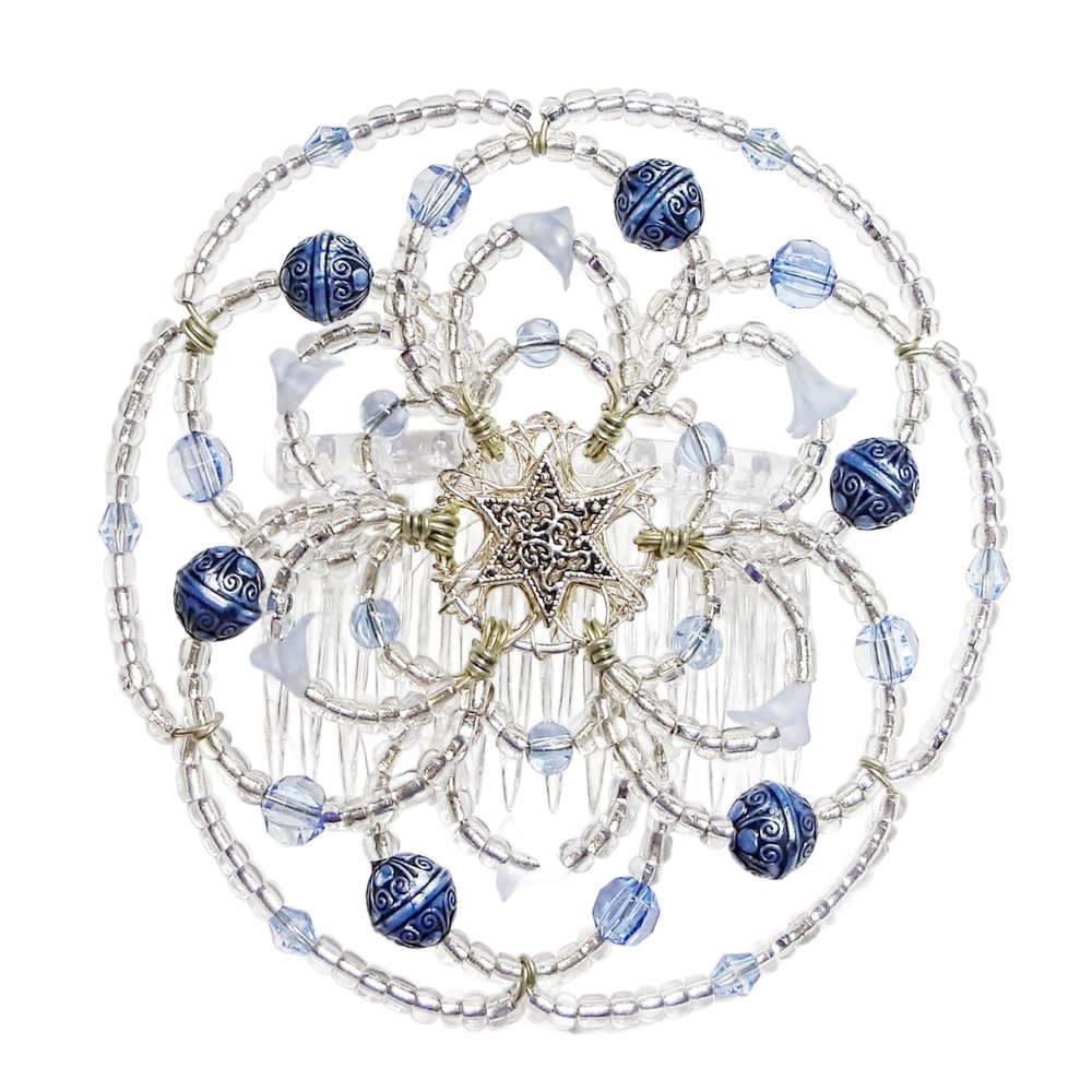 Beaded Kippah for Women - Callas in Blue