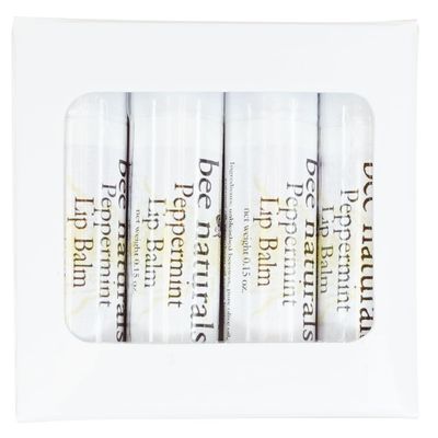 Bee Naturals Peppermint Lip Balm - Beeswax, Cocoa Butter & Vitamin E Moisturizer for Dry, Chapped Lips Soothe, Heal, and Protect