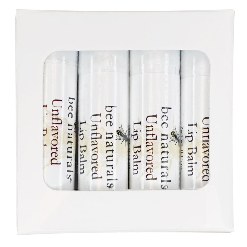 Bee Naturals Unflavored Lip Balm - Beeswax, Cocoa Butter & Vitamin E Moisturizer for Dry, Chapped Lips Soothe, Heal, and Protect