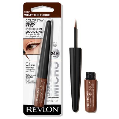REVLON ColorStay Micro Easy Precision Liquid Eyeliner, Waterproof, Smudgeproof, Longwearing, Stocking Stuffer for Her, 302 What the Fudge, 0.057 fl oz