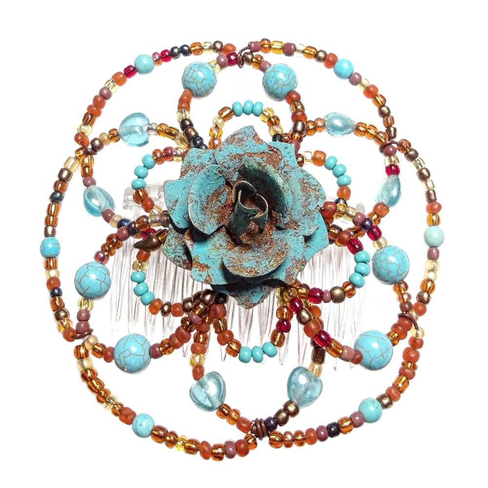 Beaded Kippah for Women - Apache Rose
