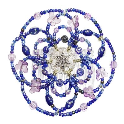 Beaded Kippah for Women - Indigo