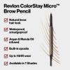 Revlon ColorStay Micro Eyebrow Pencil with Built In Spoolie Brush, Infused with Argan and Marula Oil, Stocking Stuffer for Her, 457 Soft Black, 0.003 oz view 3