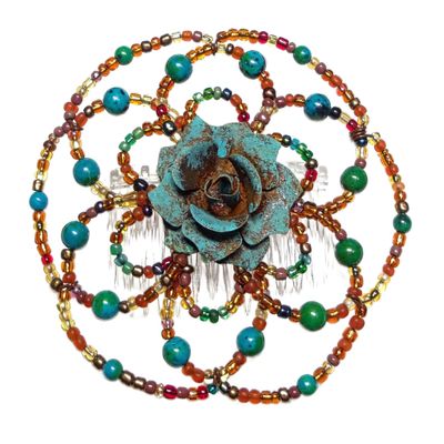 Beaded Kippah for Women - Jerusalem Rose