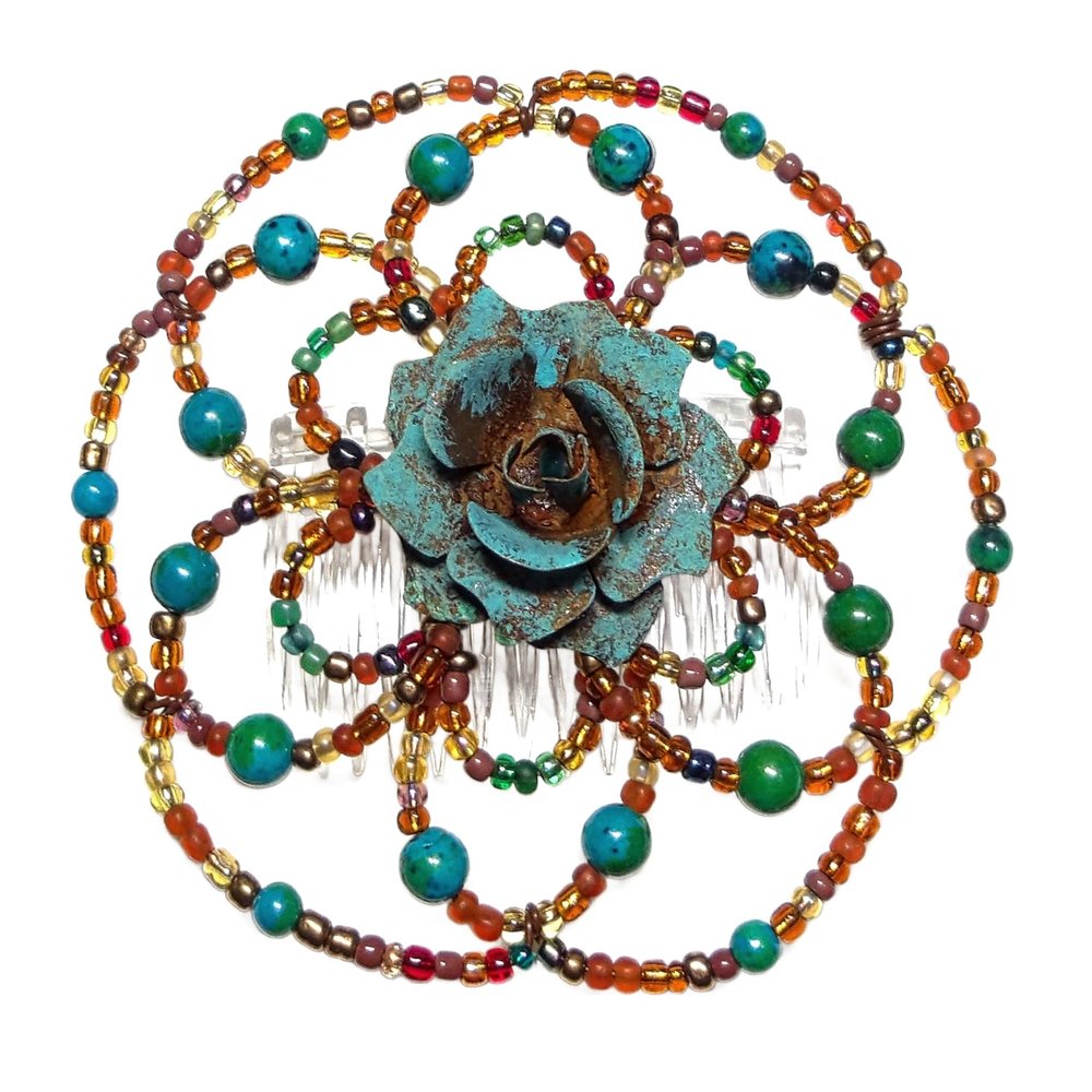 Beaded Kippah for Women - Jerusalem Rose